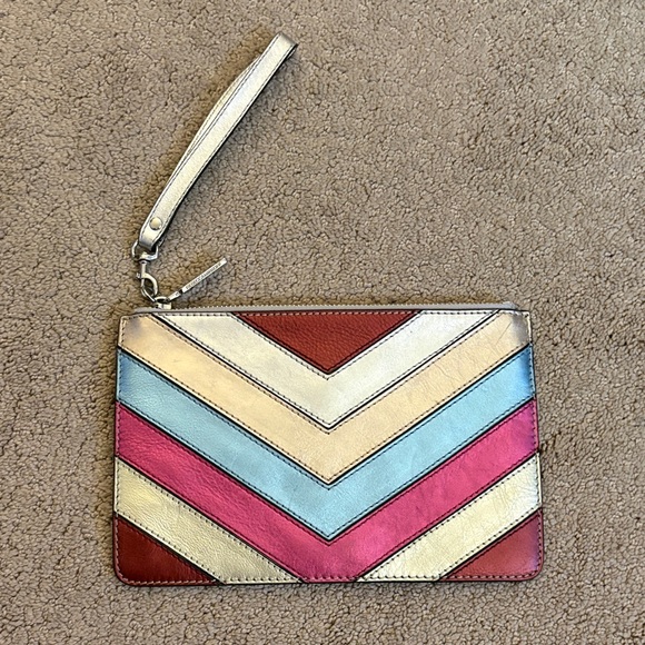 Rebecca Minkoff Metallic Chevron Wristlet Clutch - Picture 3 of 7